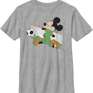 DISNEY Micky Mouse Ireland Kick Gray Boys Small Tee T-Shirt Soccer Crew Tee NEW